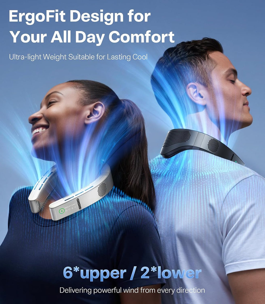TORRAS COOLiFY Cyber AI Neck Air Conditioner, Ultimate Immersive Cooling Portable Neck Fan【No.1 Coolest & Max Cooling Area】 Neck Fans that Blow Cold Air 6000 mah Rechargeable for Gift
