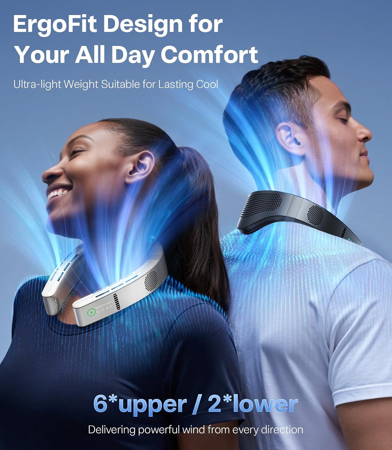 TORRAS COOLiFY Cyber AI Neck Air Conditioner, Ultimate Immersive Cooling Portable Neck Fan【No.1 Coolest & Max Cooling Area】 Neck Fans that Blow Cold Air 6000 mah Rechargeable for Gift
