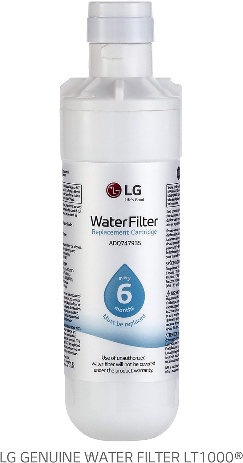 LG LT1000P3 6-Month / 200 Gallon Refrigerator Replacement Water Filter, 3 Count (Pack of 1), White