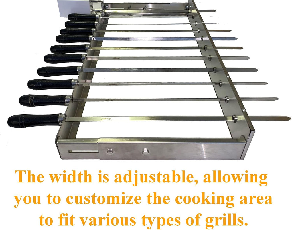 MangalGrills Portable Charcoal Stainless Steel Grill with Electric Motor Skewers Kit for Kebab Shashlik BBQ