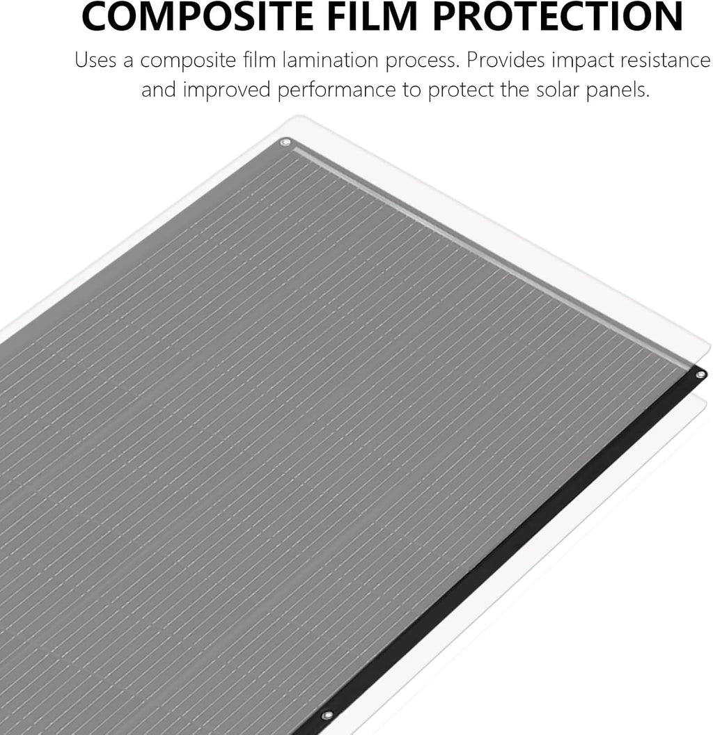 XINPUGUANG Flexible Solar Panel 200 Watts Monocrystalline Fiberglass Solar Modules Charger Off-Grid for 12V System Boat RV Cabin Van Car Uneven Surfaces (200W)