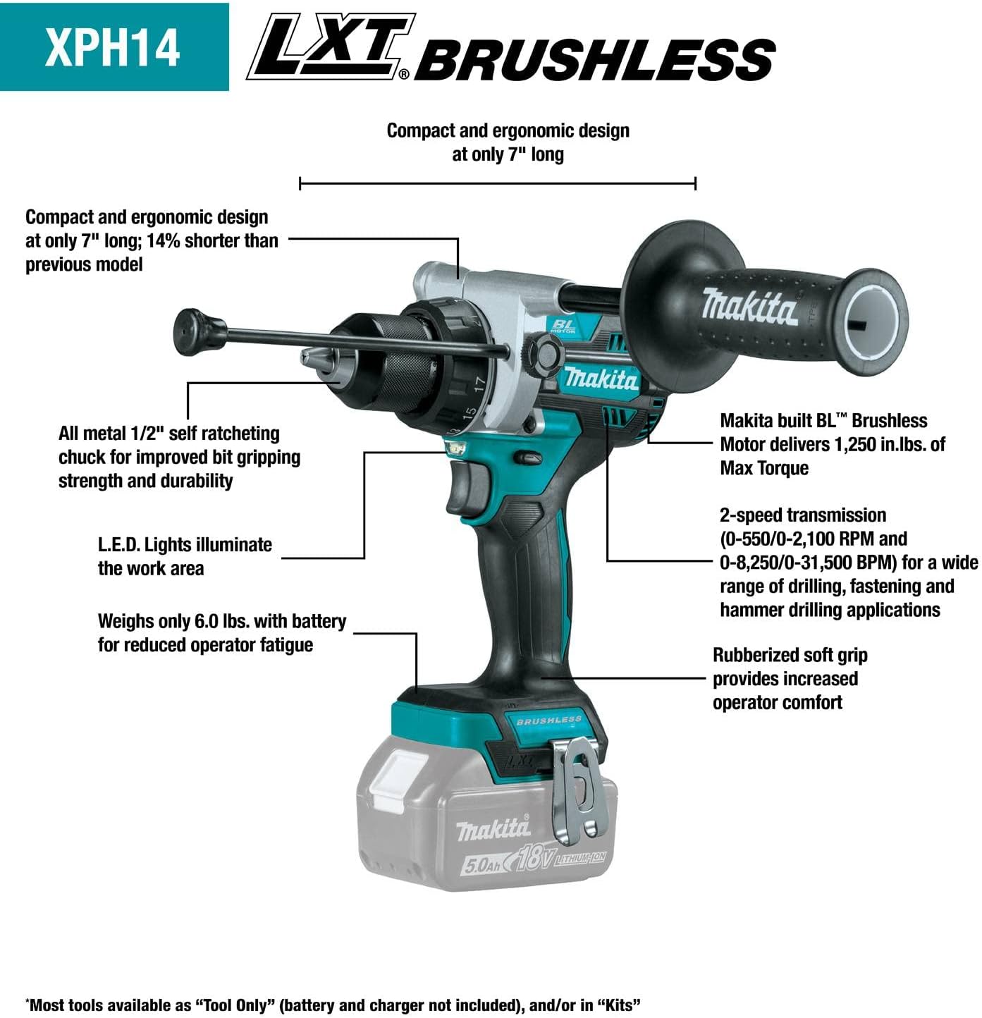 Makita XT297T 18V LXT® Lithium-Ion Brushless Cordless 2-Pc. Combo Kit (5.0Ah)