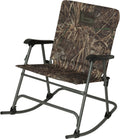 Banded Folding Rocking Chair | Lightweight Portable Weather-Resistant Extra-Wide Padded Outdoor Hunting & Camping Chair with Tubular Steel Frame & Armrests, Realtree Max-7