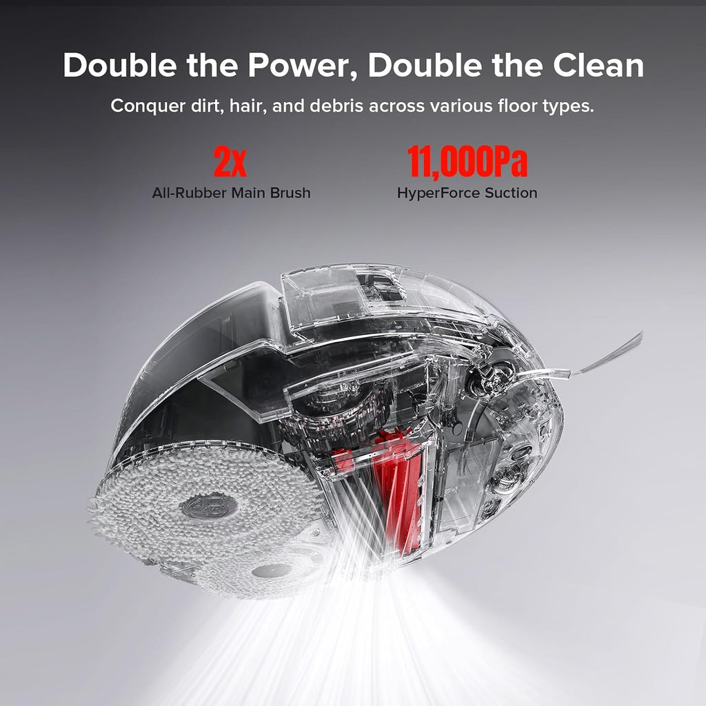 roborock Qrevo Slim Robot Vacuum and Mop Combo, 8.2cm Ultra-Slim, 3D Sensing Tech, Advanced Obstacle Recognition, Powerful Suction, FlexiArm Side Brush & Mop, Auto Mop Washing & Drying, Self-Emptying