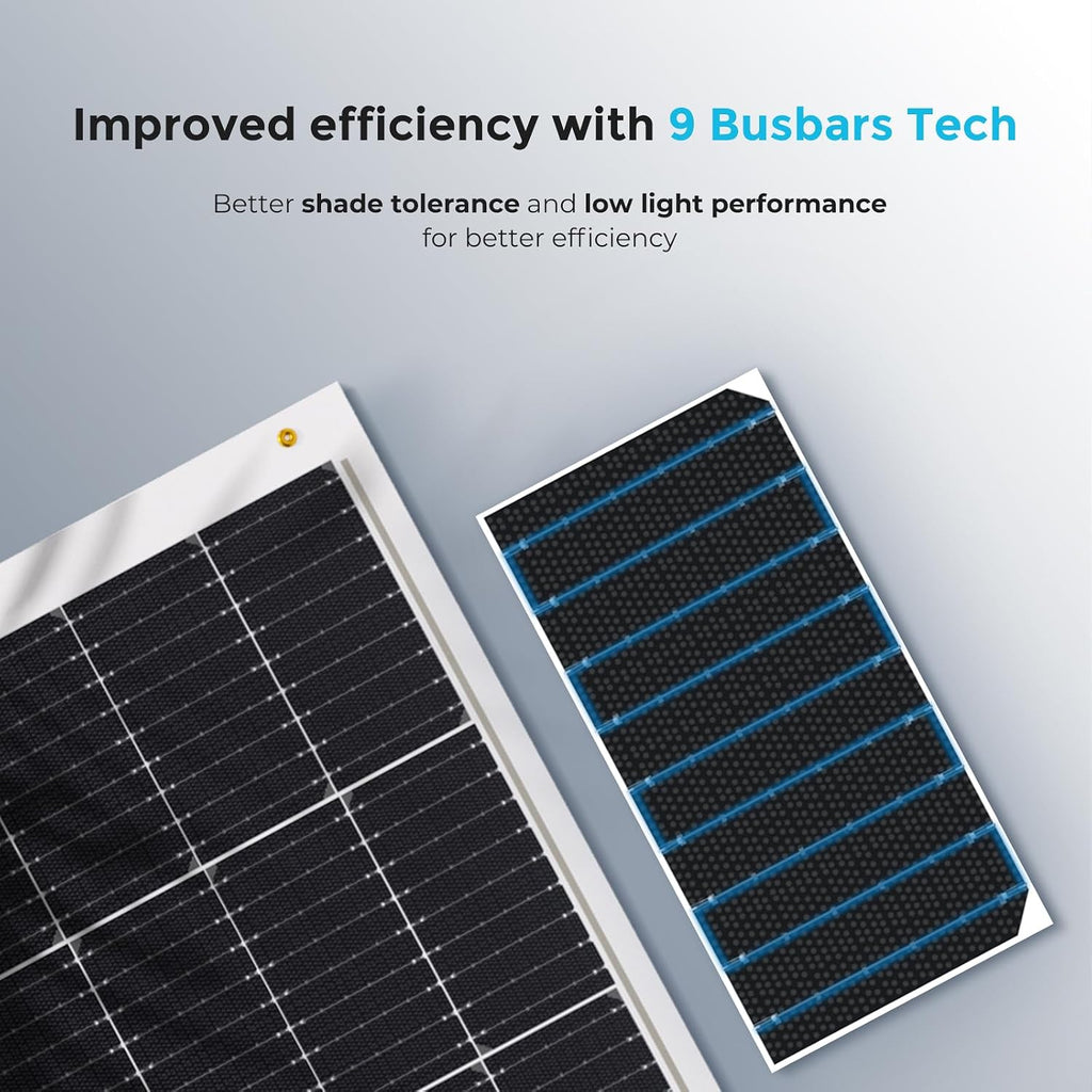 Renogy Flexible Solar Panel 100 Watt 12 Volt Monocrystalline Semi-Flexible Bendable Mono Off-Grid Charger for Marine RV Cabin Van Car Uneven Surfaces
