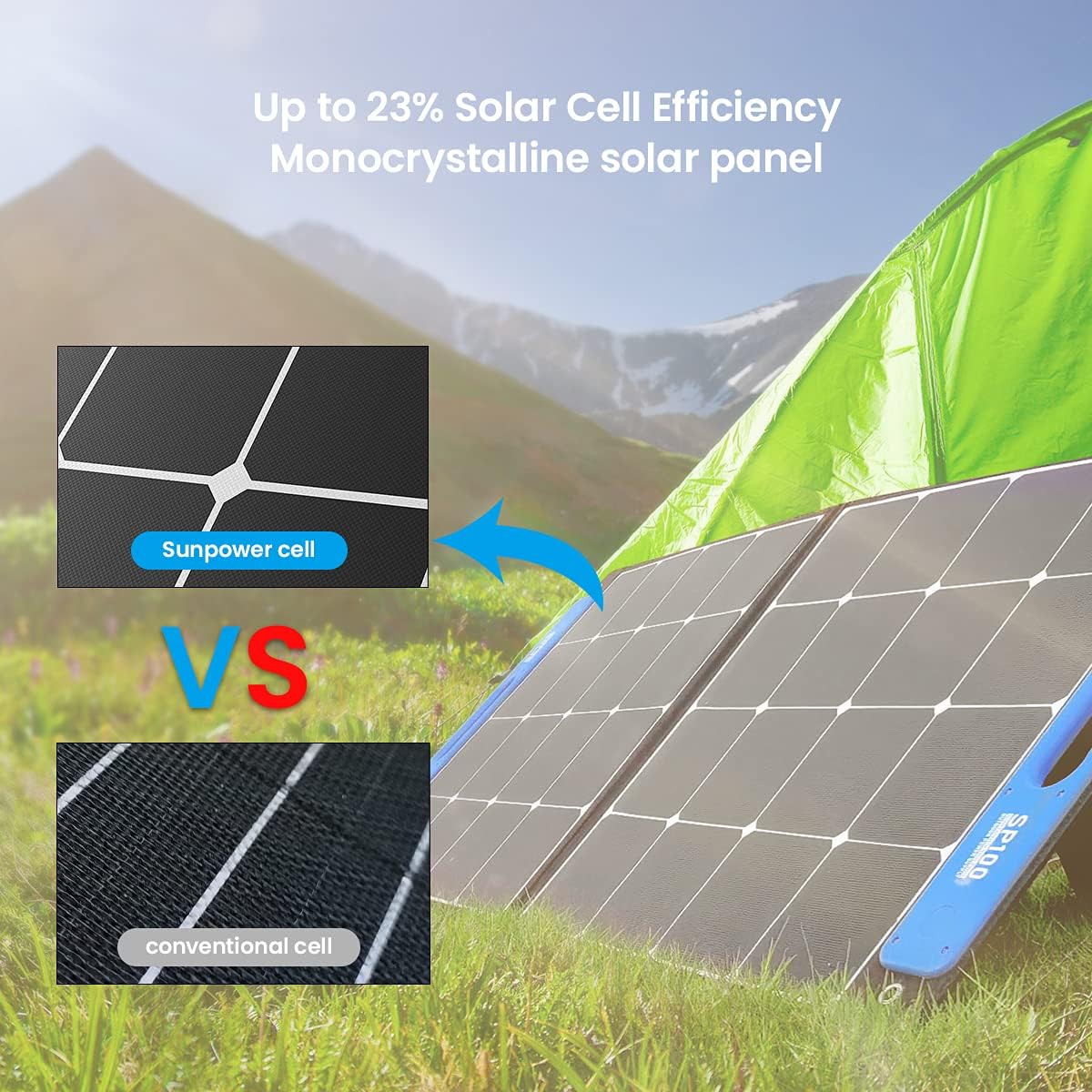 XTAR SP100 100w Solar Panel, Portable Solar Panel Solar Power, Foldable Solar Panel with Independent Charger, Solar Power Panel for Power Station Solar Generator RV Solar Camping 1Pack-1