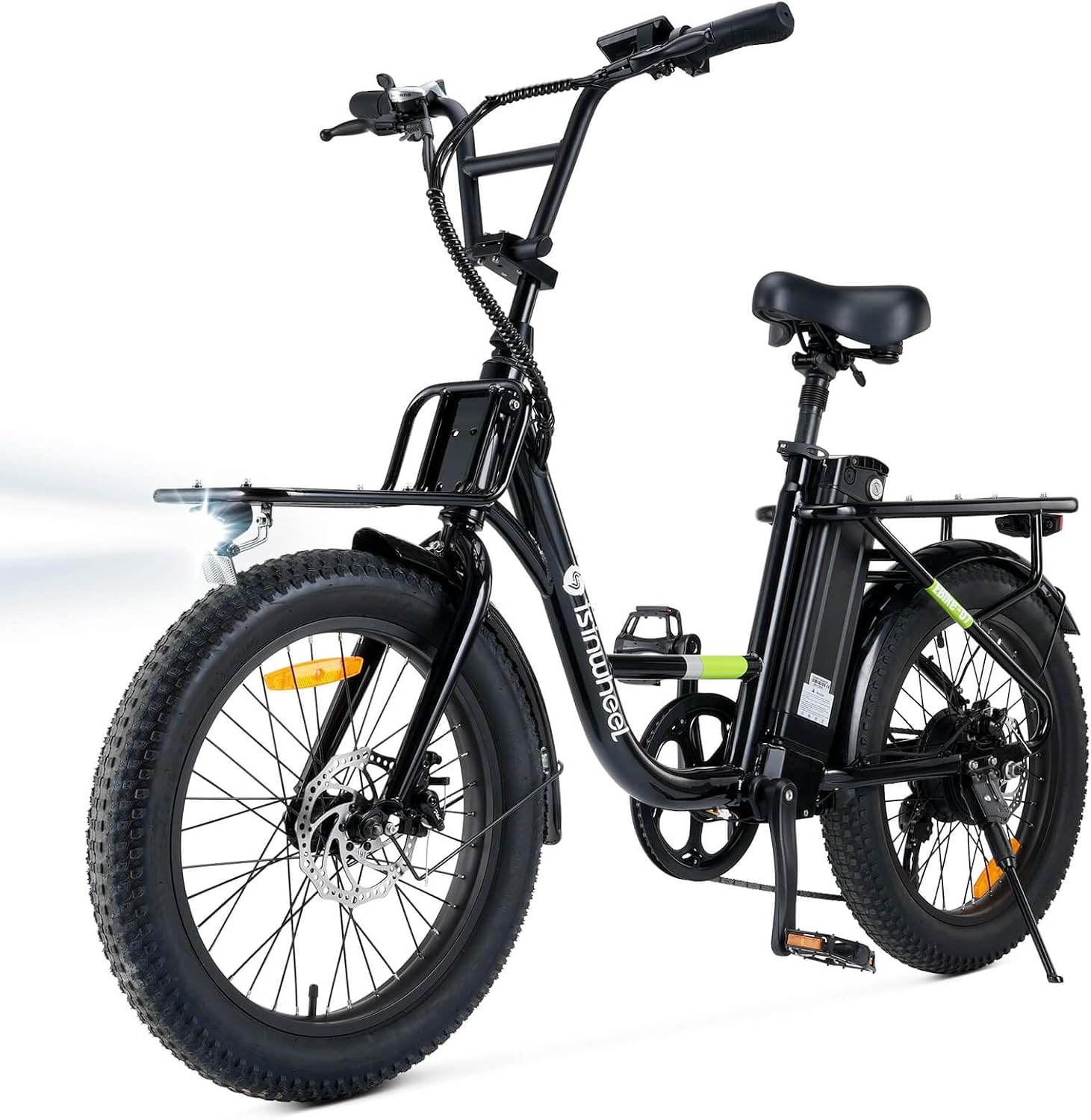isinwheel U7 E Bike for Adults Electric Bike with Dual Cargo Rack, 48V 1000W Peak Ebikes for Adults, 7 Speed Gear, 20mph Step Thru Cruiser Electric Bicycles, 20' × 3' Fat Tire Ebike