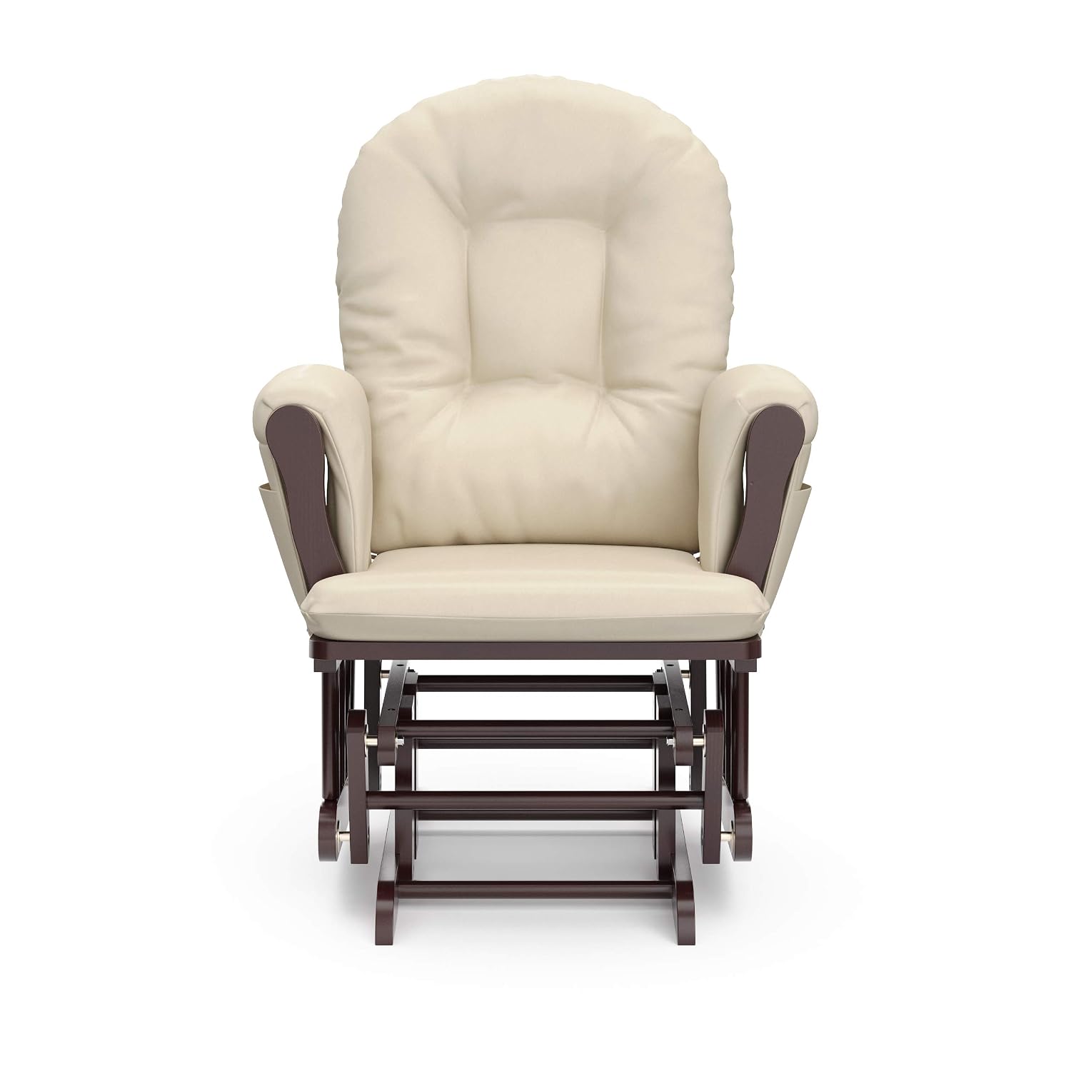 Storkcraft Premium Hoop Glider & Ottoman (Espresso with Beige) — GREENGUARD Gold Certified, Solid Wood Craftsmanship, Convenient Storage Pockets, Glider Rocking Chair for Nursery, Multi-Award-Winning