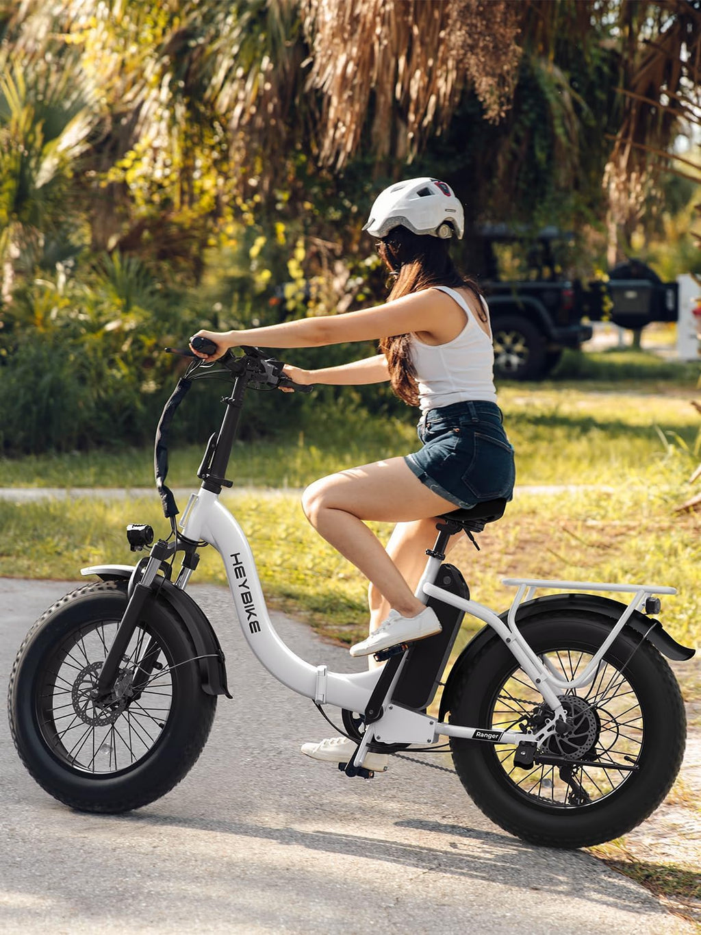 Heybike Ranger 2.0 Foldable Electric Bike for Adults,【1400W Peak Motor, 28+ MPH, 65 Miles Range】 20'×4 Fat Tire All-Terrain Ebike, 48V 15AH Removable Battery Step-Thru Electric Bicycle for Commuter