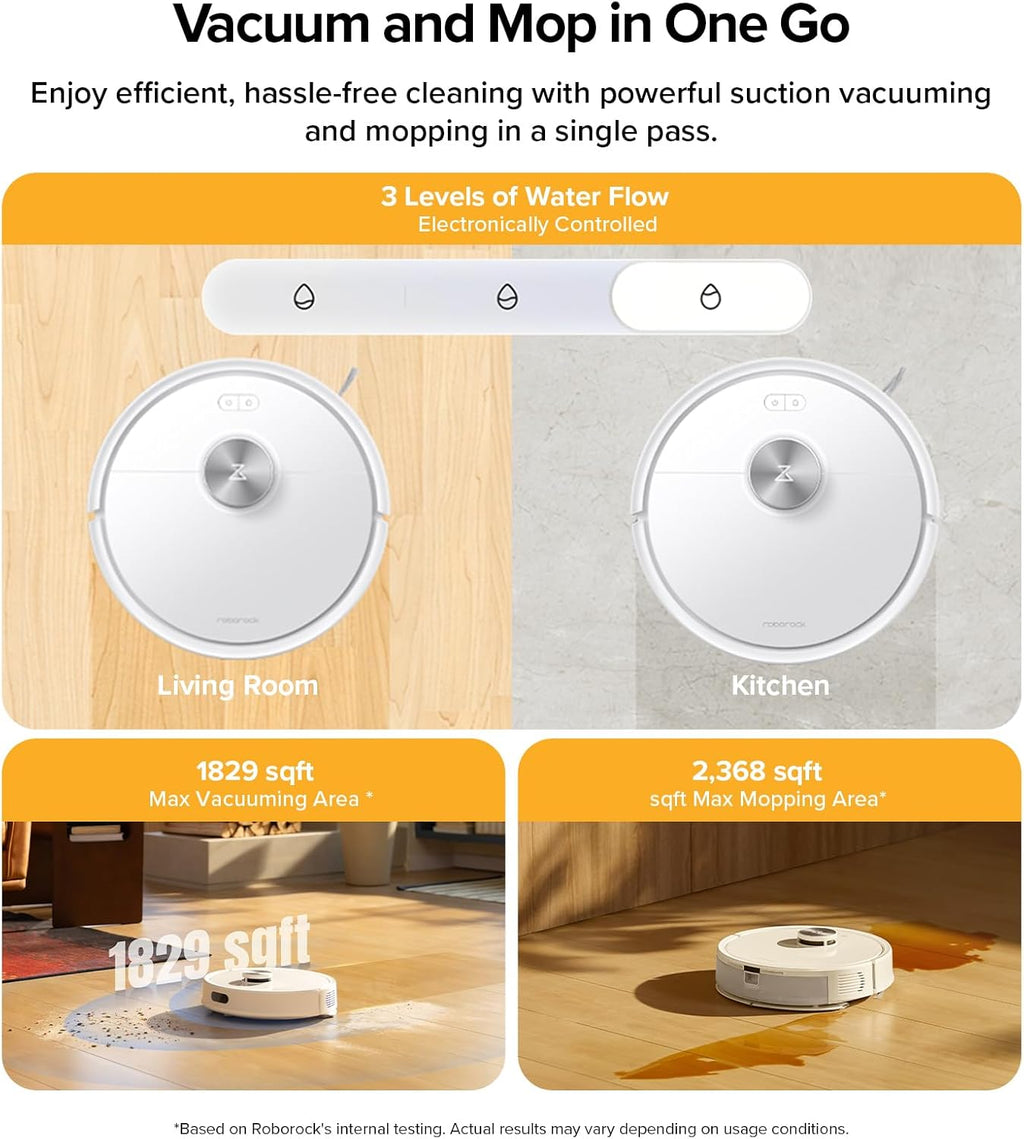 roborock Q7 M5+ Robot Vacuum and Mop, Upgraded from Q5 Max+, Up to 7-9 Weeks Self-Empty, 10000Pa Suction, Dual Anti-Tangle System for Pet Hair & Carpet, PreciSense LiDAR Navigation, App Control, White