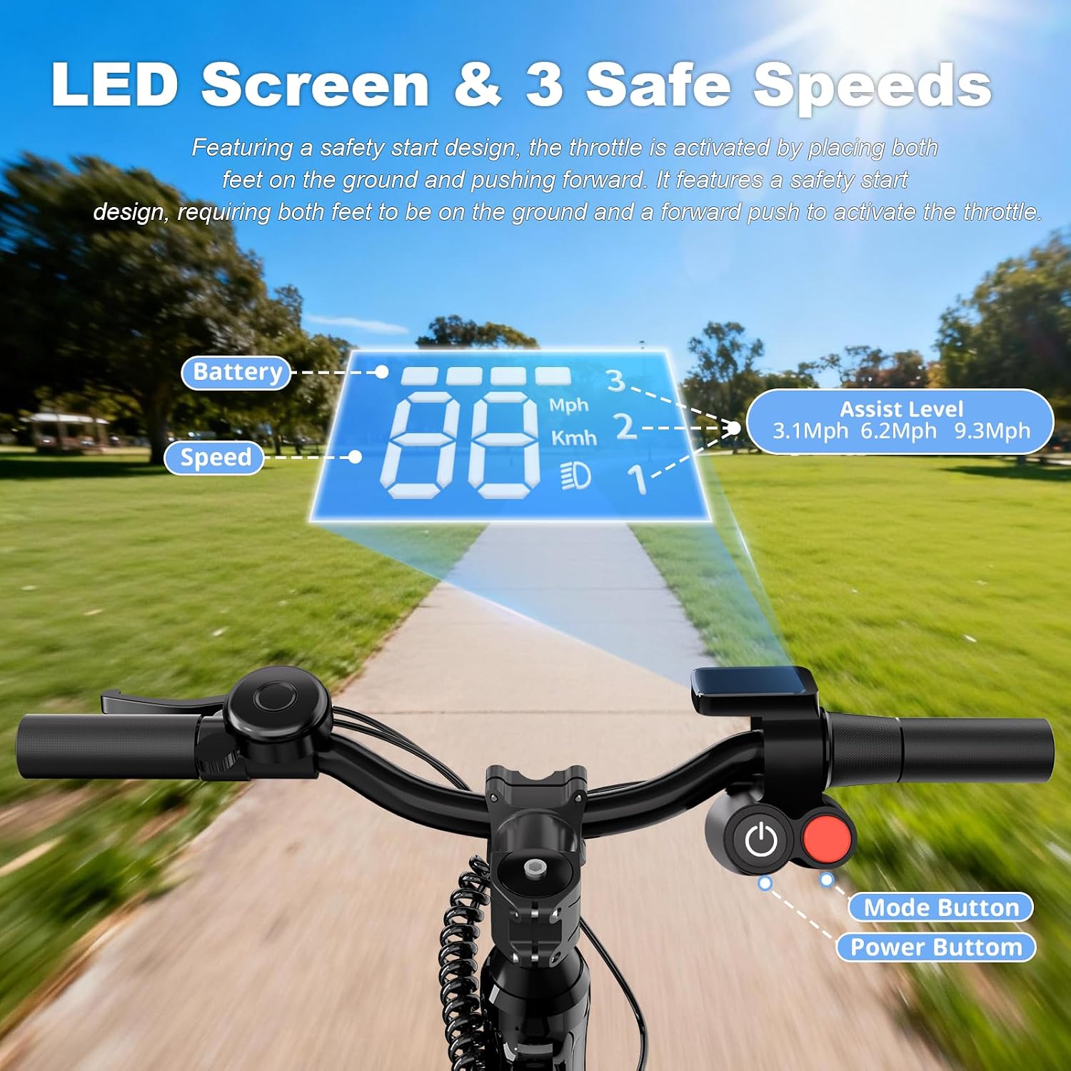 YunTopKids Electric Balance Bike for Kids Ages 3-5, 12 Inch Tires,Safe Start,3 Speeds up to 9.3 MPH,LCD,180W 24V Kids Electric Bike with Adjustable Seat,Fast Charger,LED Light