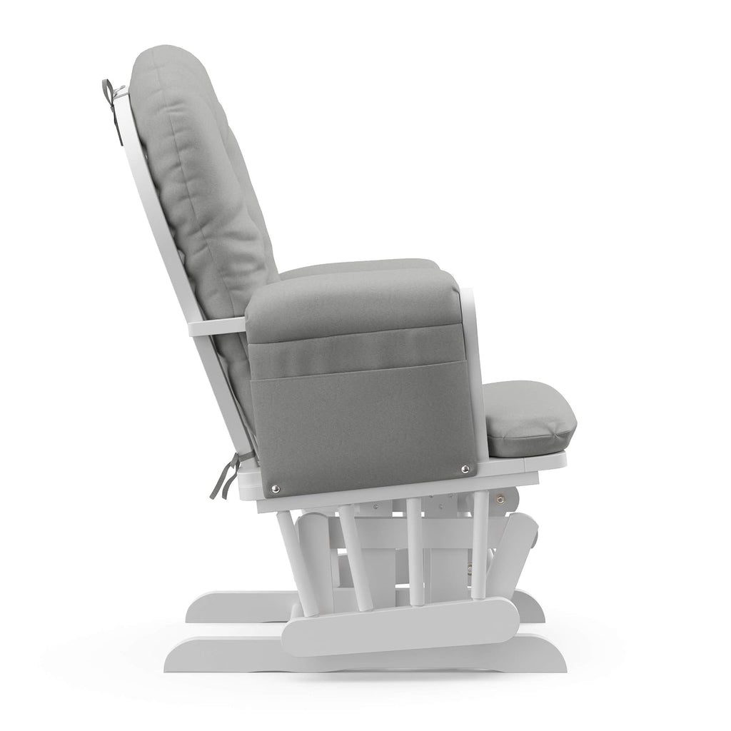 Storkcraft Premium Hoop Glider & Ottoman (White/Light Gray) — GREENGUARD Gold Certified Nursery Glider, Solid Wood Craftsmanship, Smooth-Gliding Nursery Chair and Ottoman, Award-Winning