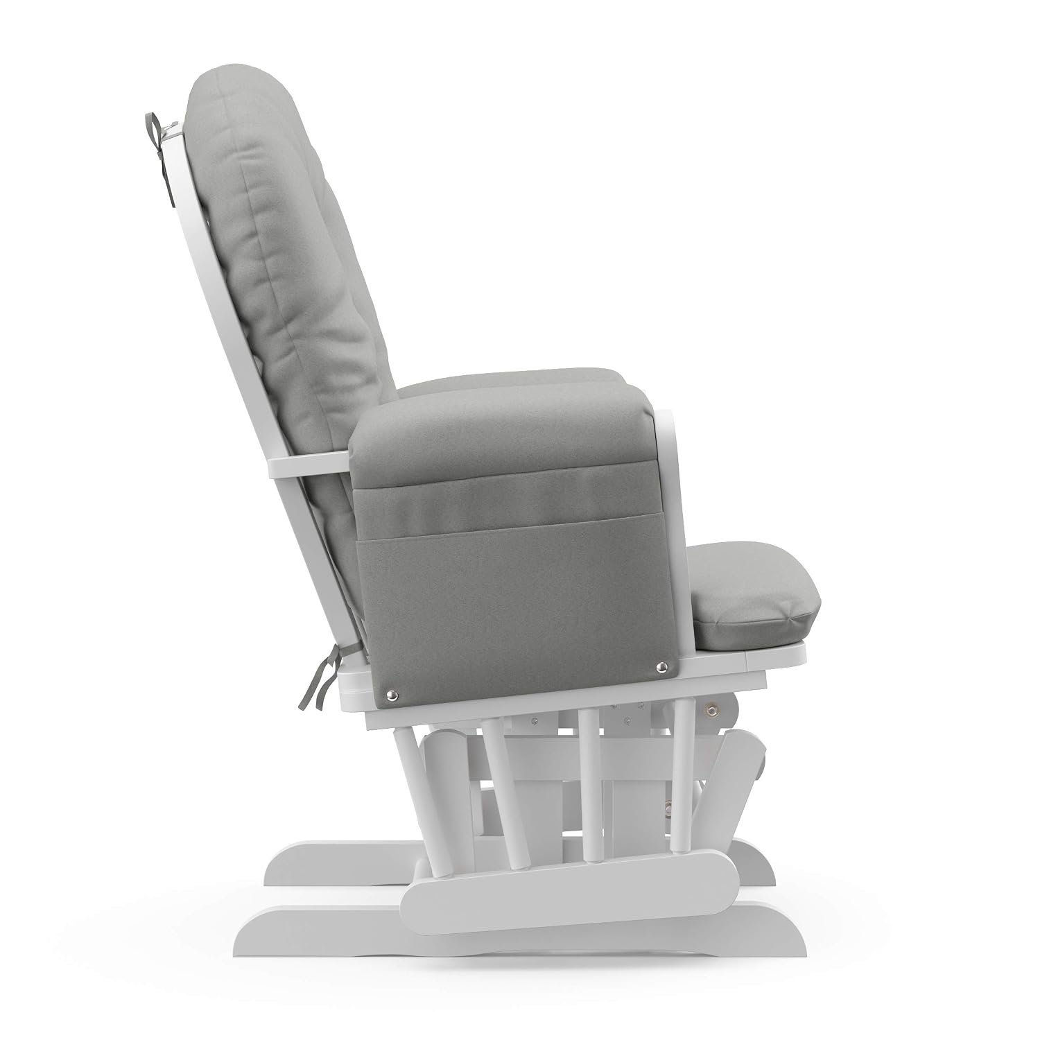 Storkcraft Premium Hoop Glider & Ottoman (White/Light Gray) — GREENGUARD Gold Certified Nursery Glider, Solid Wood Craftsmanship, Smooth-Gliding Nursery Chair and Ottoman, Award-Winning
