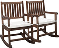 VINGLI Outdoor Rocking Chair, Weatherproof Rocker with Cushion, Wooden Rocking Bench Support 450 LBS for Patio, Yard, Garden, Outdoor or Indoors, Rustic(2PCS)