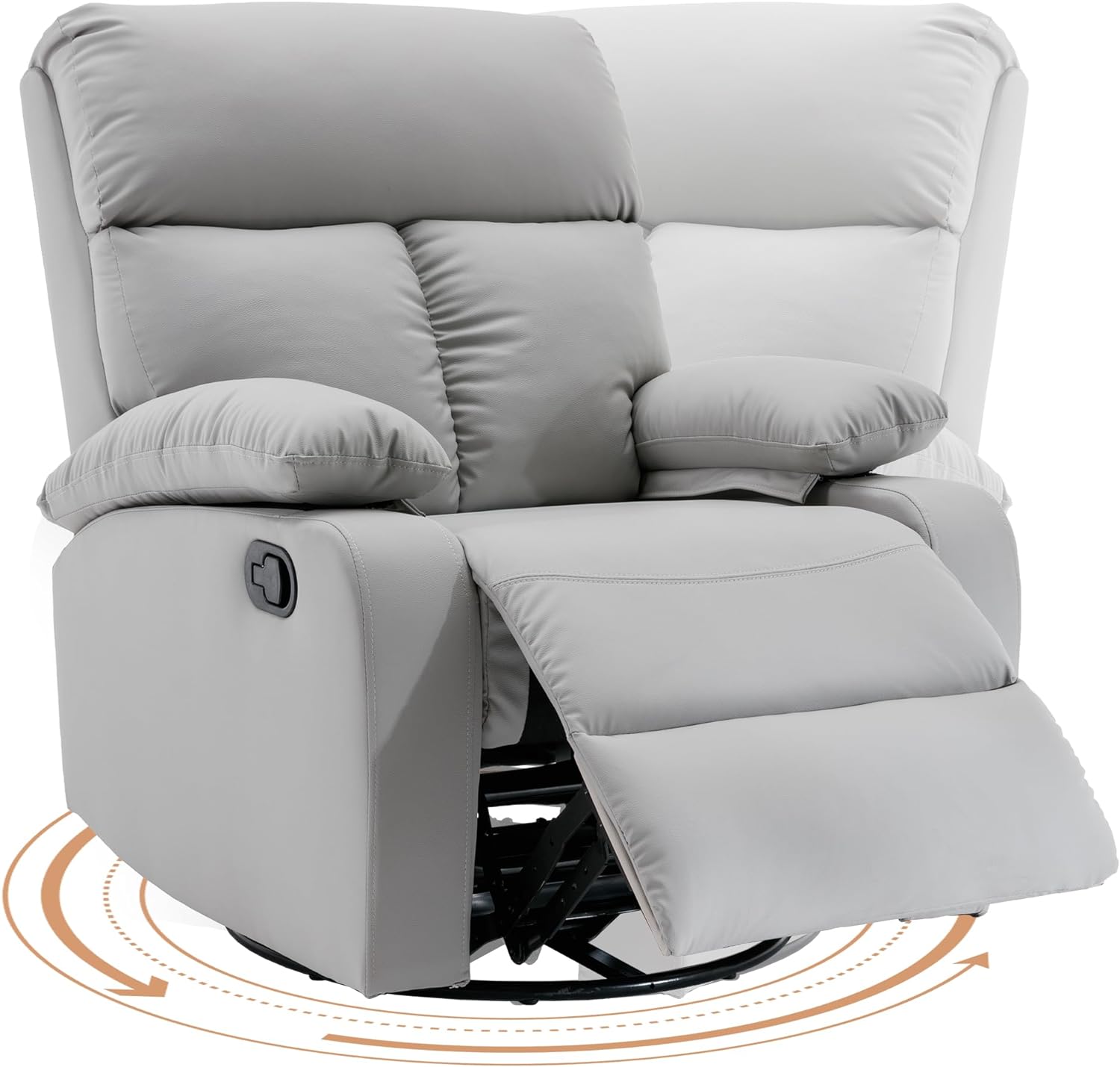 hzlagm Swivel Rocker Recliner, Rocking Chair Nursery, Small Rocker Recliners for Small Spaces, Living Room, Bedroom, Nursery, RV, Light Grey