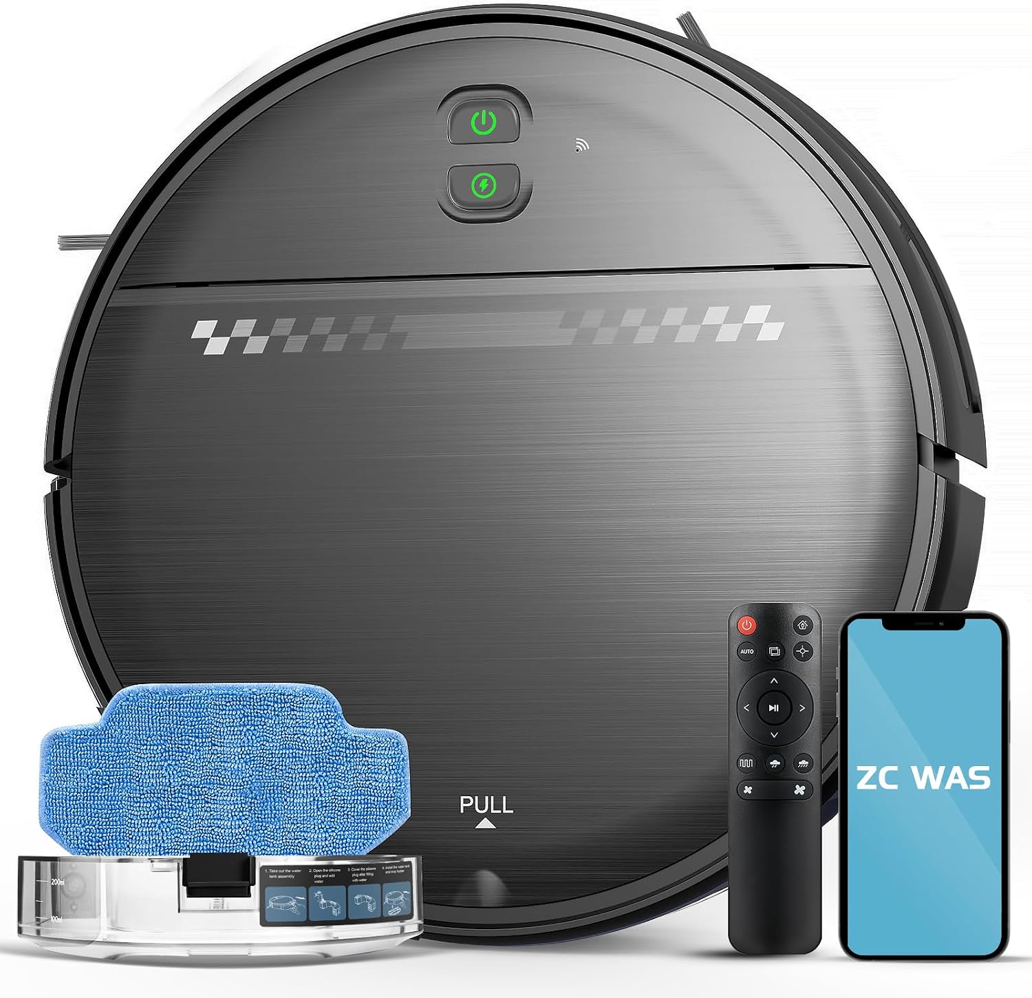 Robot Vacuum and Mop for Pet Hair, 2-in-1 Robot Vacuum Cleaner for Hard Floors&Carpets with 2.87'' Slim Design, Wi-Fi/App/Voice Control, 3D Obstacle Avoidance & Self-Charging