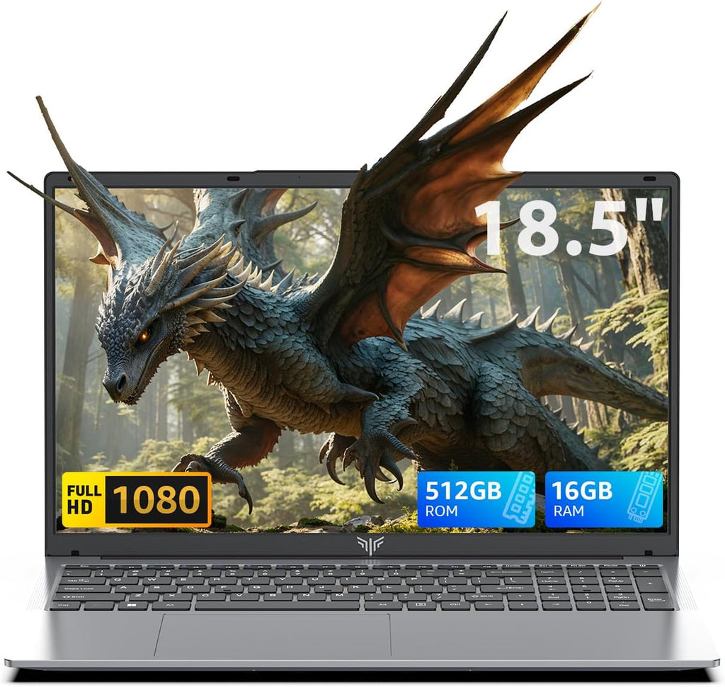 KAIGERR 2026 18.5' FHD Laptop, Intel N150 (Up to 3.6GHz), 16GB RAM, 512GB SSD, 8000mAh Battery, Wi-Fi, Business/Student Laptop