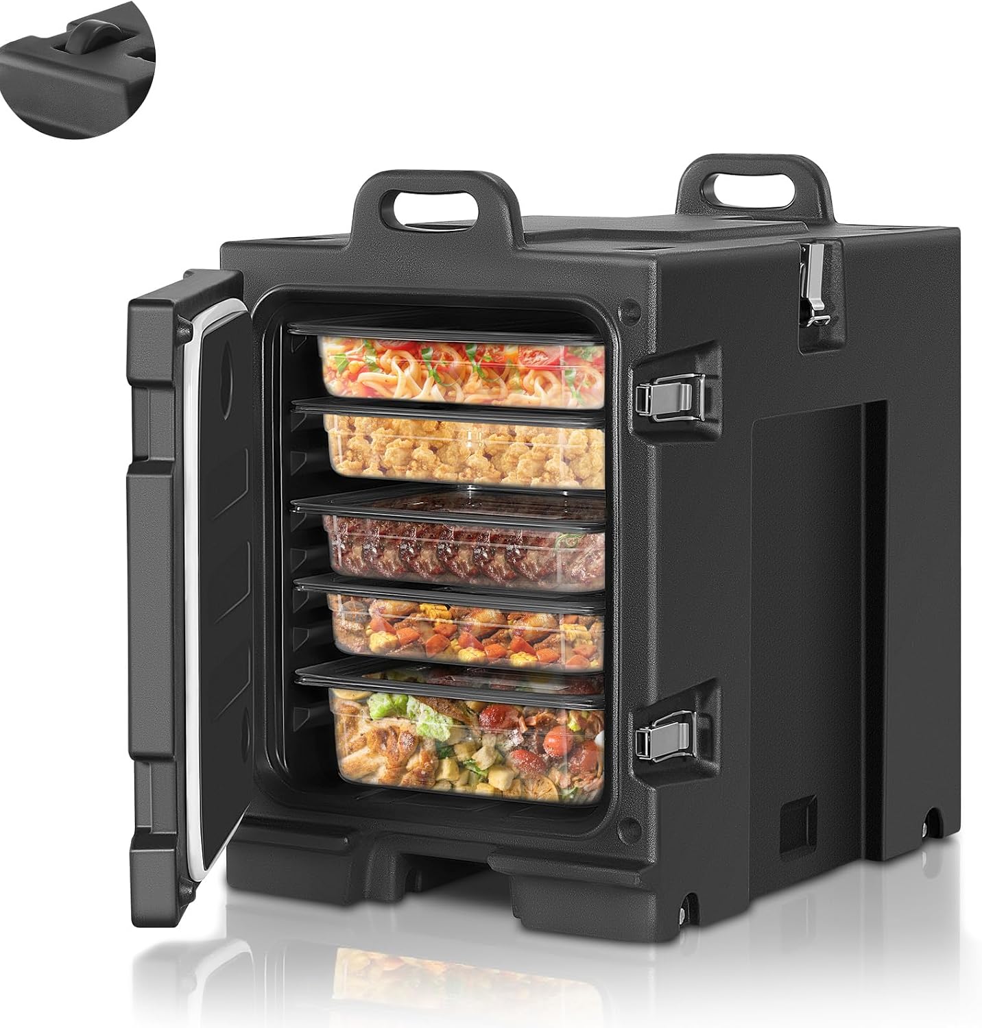 Food Warmer w/Wheels, 82Qt Hot Boxes for Catering, LLDPE Insulated Food Pan Carrier w/Handles, Stackable, Pans (NOT Included), Catering Food Warmers for Parties, Restaurant, Camping