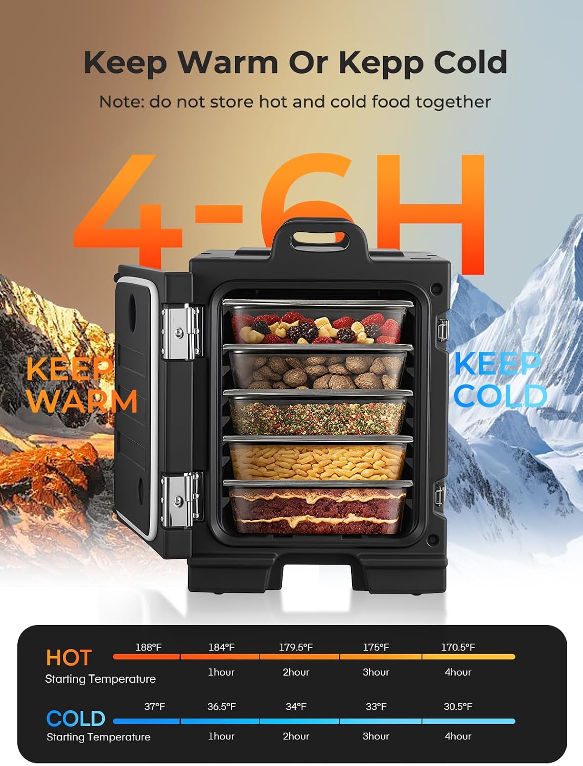 Catering Food Warmer w/Wheels, 82Qt Front Loading Hot Box Food Warmer, LLDPE Insulated Food Pan Carrier w/Handles, Stackable Portable Food Warmer Keep Food Hot for Catering, Party (Pans Not Included)