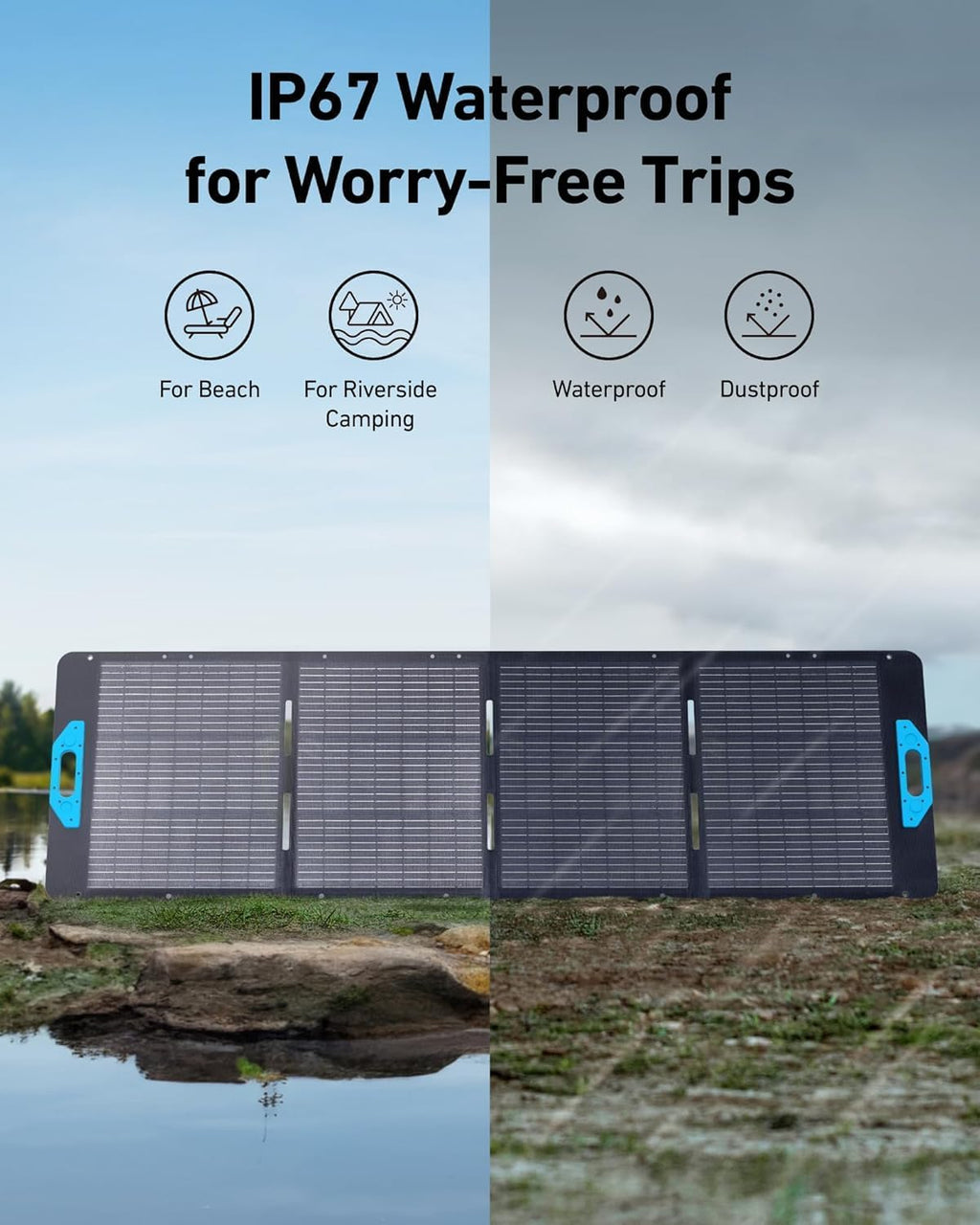Anker SOLIX PS200 Solar Panel ×4 with Adjustable Kickstand, 4× 200W Foldable Portable Solar Charger, IP67 Waterproof, 23% Higher Energy Conversion Efficiency, for Camping, RVs, and Blackouts（Renewed）