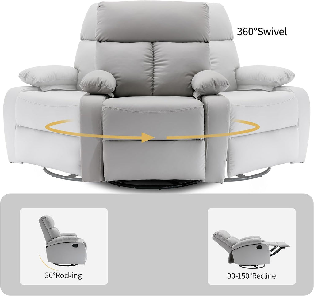 hzlagm Rocking Recliner Chair, Swivel Rocker Recliner, Glider Small Rocker Recliners for Small Spaces, Living Room, Bedroom, Nursery, RV, Grey