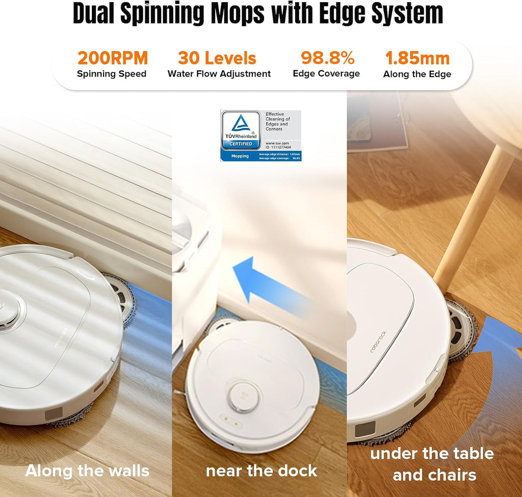 roborock Qrevo MaxV Robot Vacuum and Mop, FlexiArm Design, Hot Water Re-Wash & Re-Mop, Auto-Drying, Self-Emptying, 7000Pa Suction, Built-in Voice Assistant, Auto Mop Lifting(Renewed)