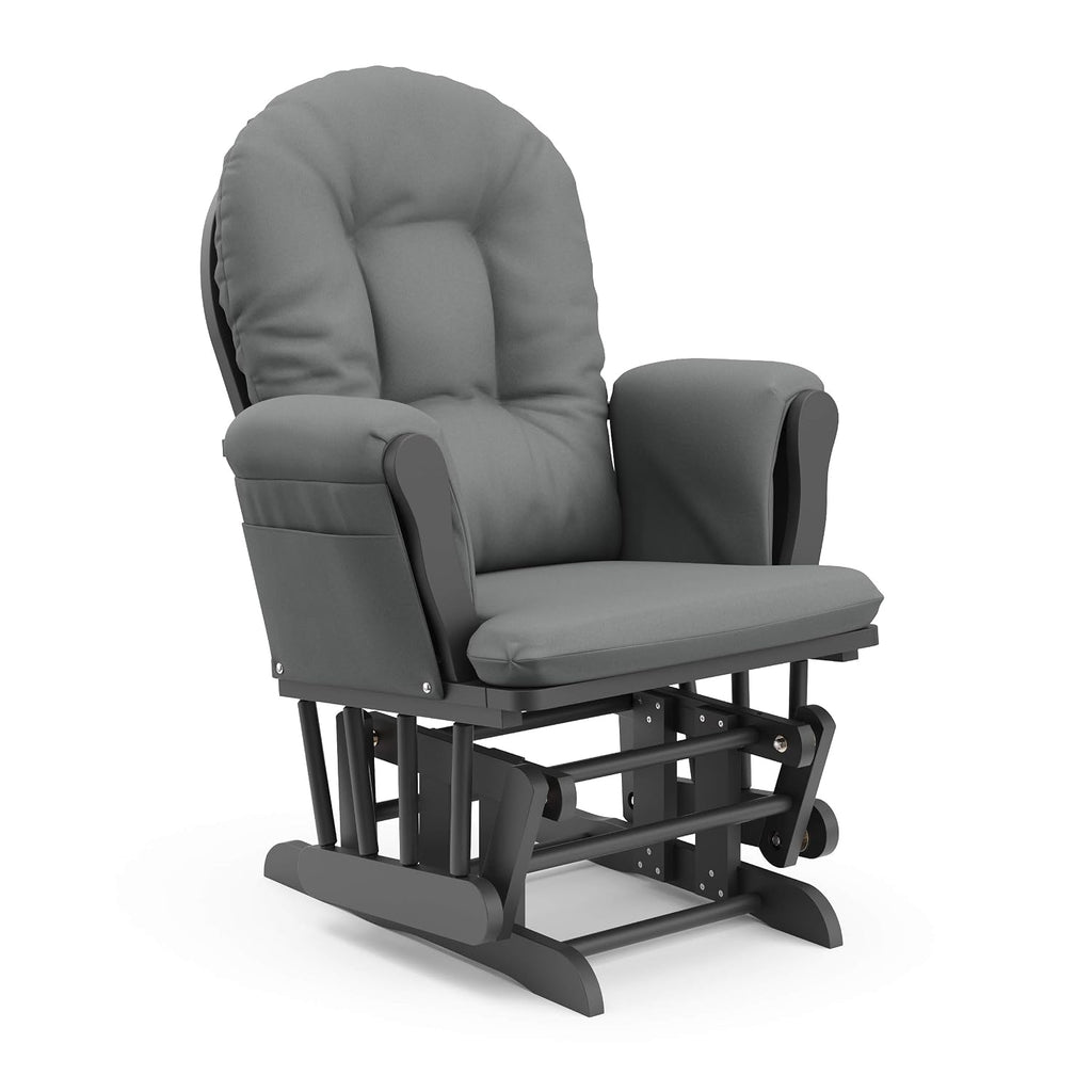 Storkcraft Premium Hoop Glider & Ottoman (Gray/Gray) — GREENGUARD Gold Certified Nursery Glider, Solid Wood Craftsmanship, Smooth-Gliding Nursery Chair and Ottoman, Award-Winning