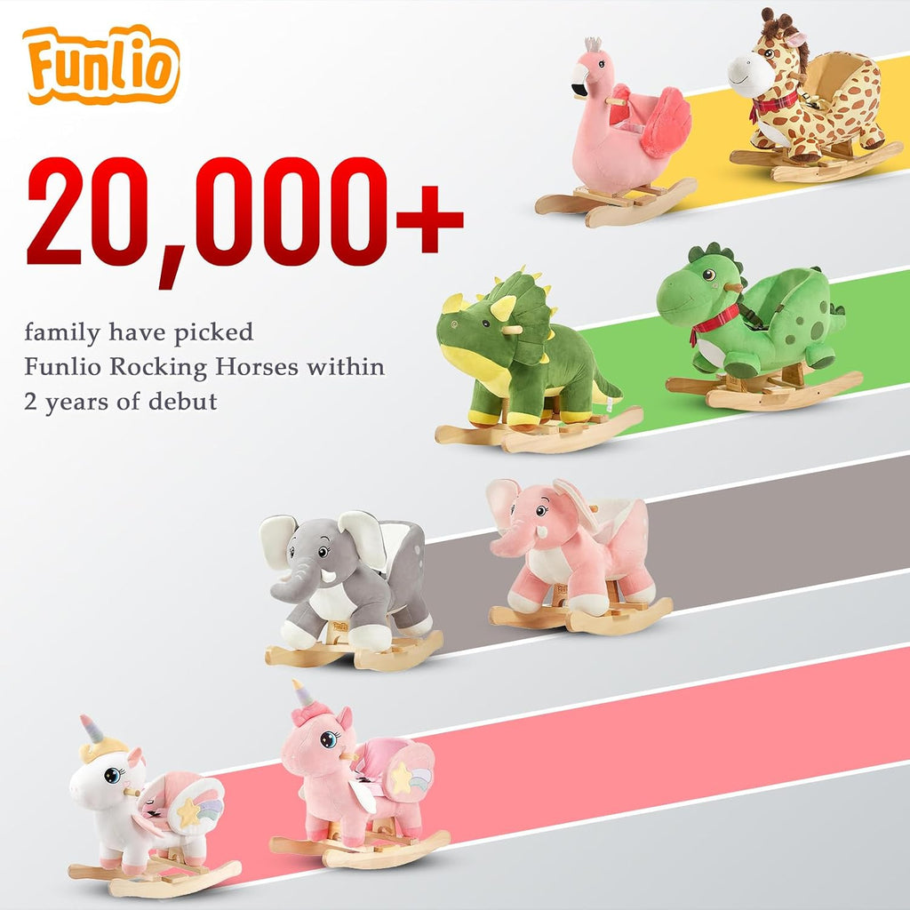 FUNLIO Unicorn Baby Rocking Horse, Rainbow Fairy Unicorn Rocking Horse for Toddlers 6 Months to 3 Years, Stuffed Ride-on Animal Rocker, Easy to Assemble, CE & CPC Certified