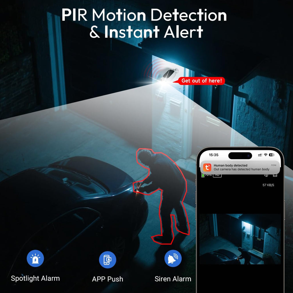4pcs 2.4G/5G WiFi Cameras for Home Security with Embedded Solar Panel,2.5K Solar Security Cameras Wireless Outdoor with Color Night Vision,2-Way Talk,Siren,IP66, Cloud/SD, AI Detection,W/Alexa