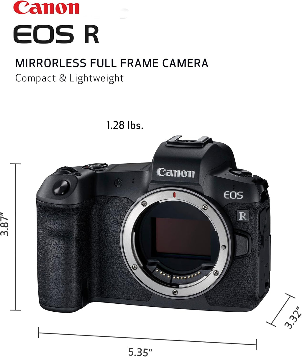 Canon EOS R, Vlogging and Content Creator Camera 4K UHD, Digital Single-Lens Non-Reflex AF/AE, 0.76 Magnification, OLED Color Electronic Viewfinder, CMOS Sensor, Mirrorless, Full-Frame (Body Only)