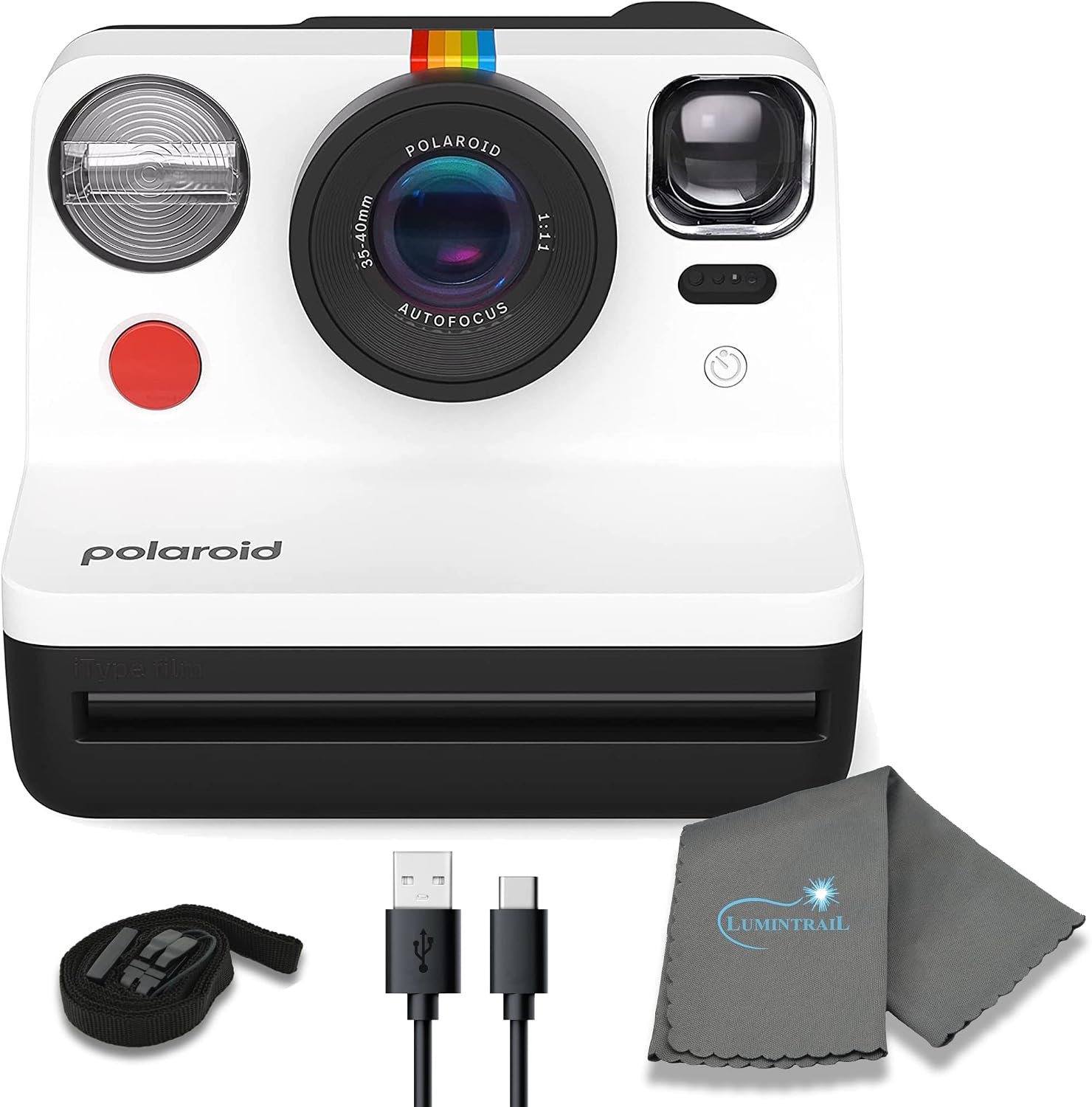 Polaroid Cameras Gen 2 Now I-Type Instant Film Camera, Film Photography, Print Instant Photo, Great As A Gift, Bundle with a Lens Cleaning Cloth