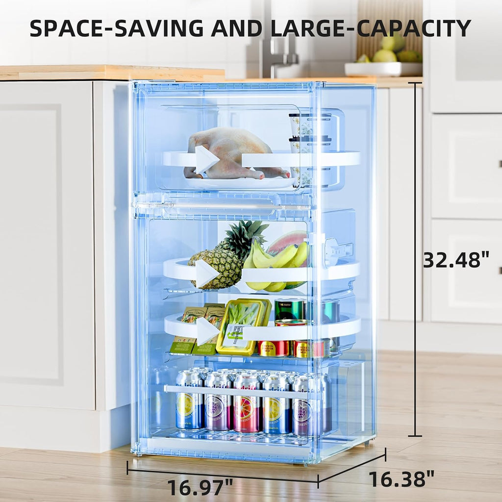 Antarctic Star Mini Fridge with Freezer, Double Door Compact Refrigerator, Adjustable Thermostat, Small Fridge for Bedroom Office Dorm Apartment,2.45 Cu.Ft,Black