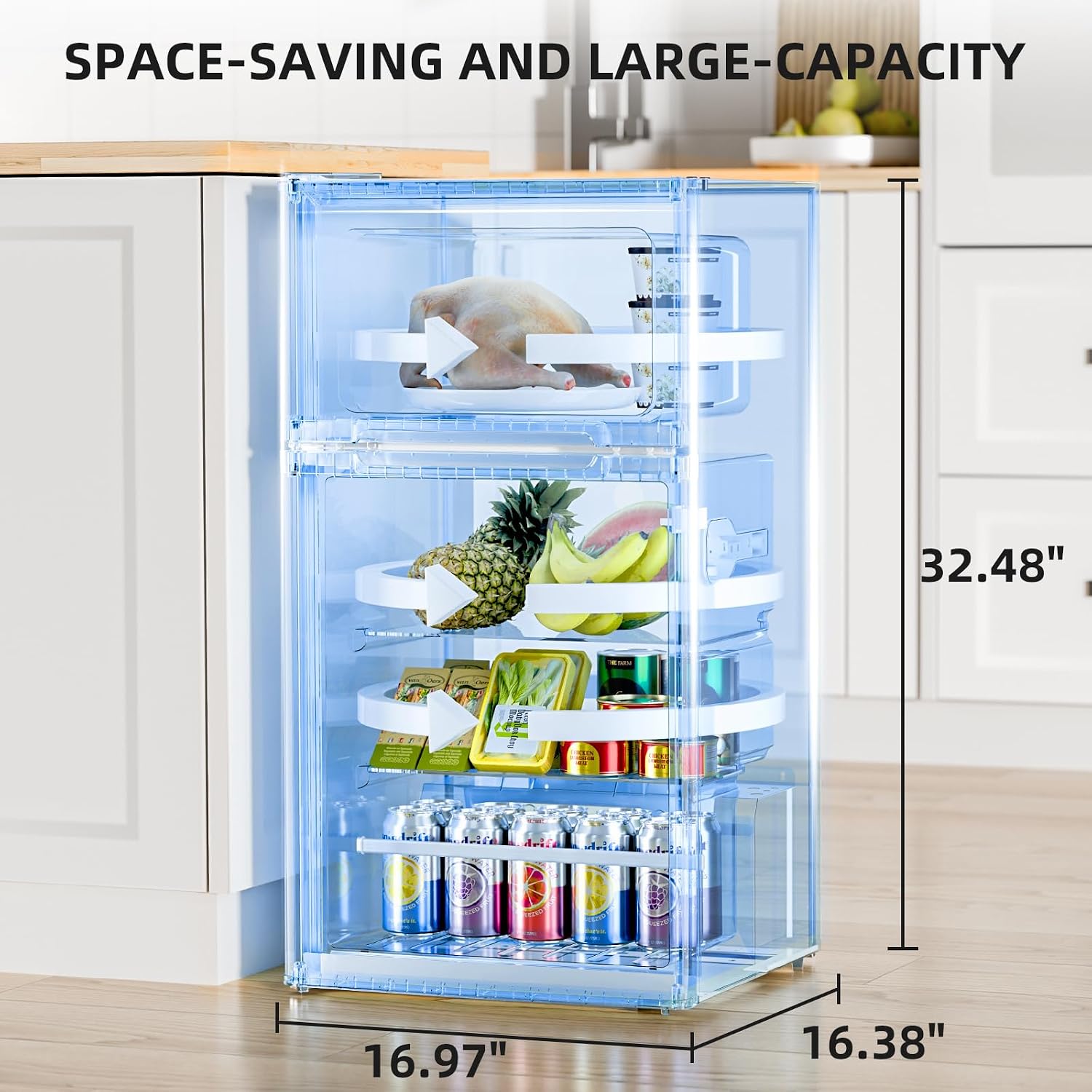 Antarctic Star Mini Fridge with Freezer, Double Door Compact Refrigerator, Adjustable Thermostat, Small Fridge for Bedroom Office Dorm Apartment,2.45 Cu.Ft,Black
