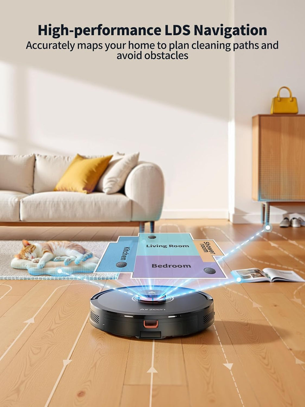 Robot Vacuum and Mop, 5000Pa Suction Self-Emptying Robot Vacuum Cleaner, Laser Navigator with Smart Mapping Robotic Vacuums, Schedule,150Mins Runtime, App Alexa Control for Carpet/Pet Hair,Q10 pro