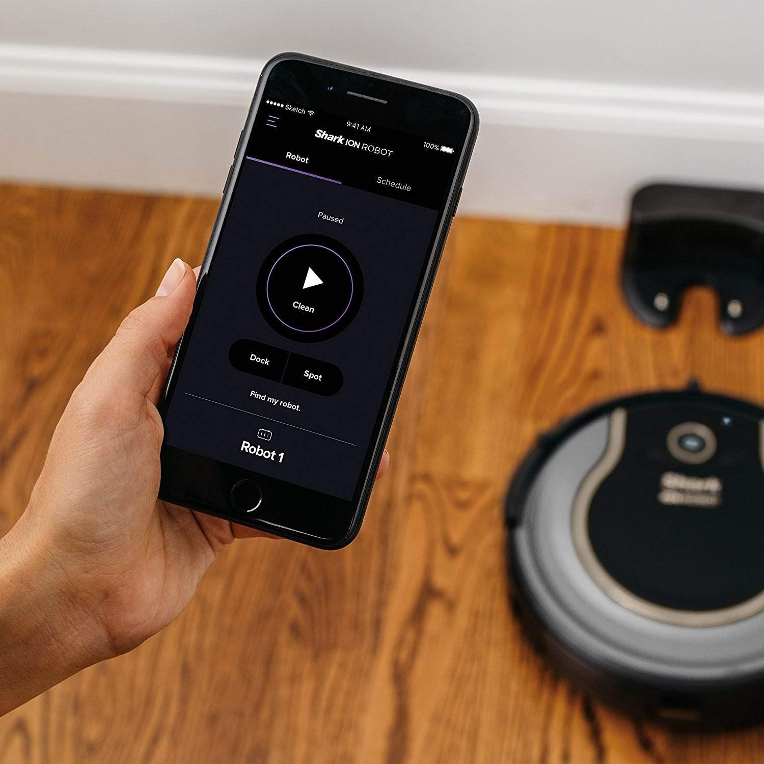 SHARK ION Robot Vacuum R75 WiFi-Connected, Voice Control Dual-Action Robotic Vacuum Carpet and Hard Floor Cleaner, Works with Alexa (RV750), Smoke