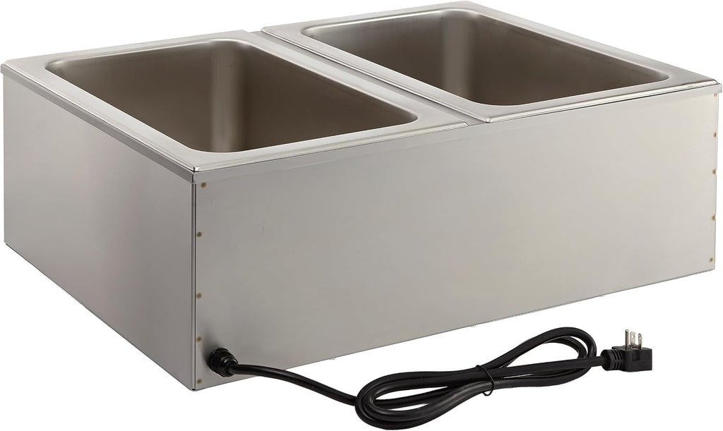 Kratos Commercial Electric Countertop Dual Well Food Warmer, Portable Steam Table Food Warmer, Holds Two 12' x 20' Food Pans, NSF Certified