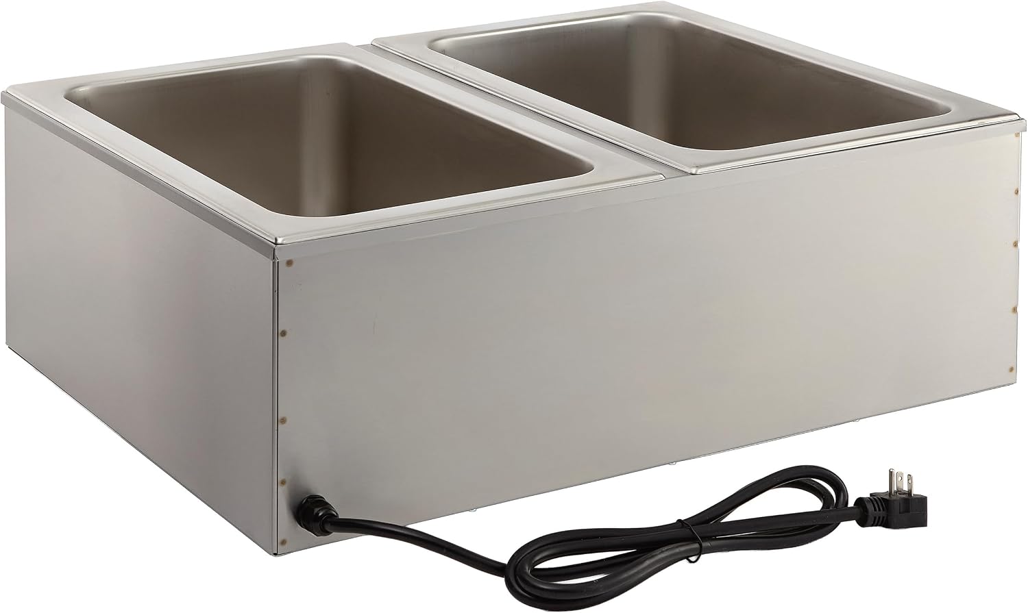 Kratos Commercial Electric Countertop Dual Well Food Warmer, Portable Steam Table Food Warmer, Holds Two 12' x 20' Food Pans, NSF Certified