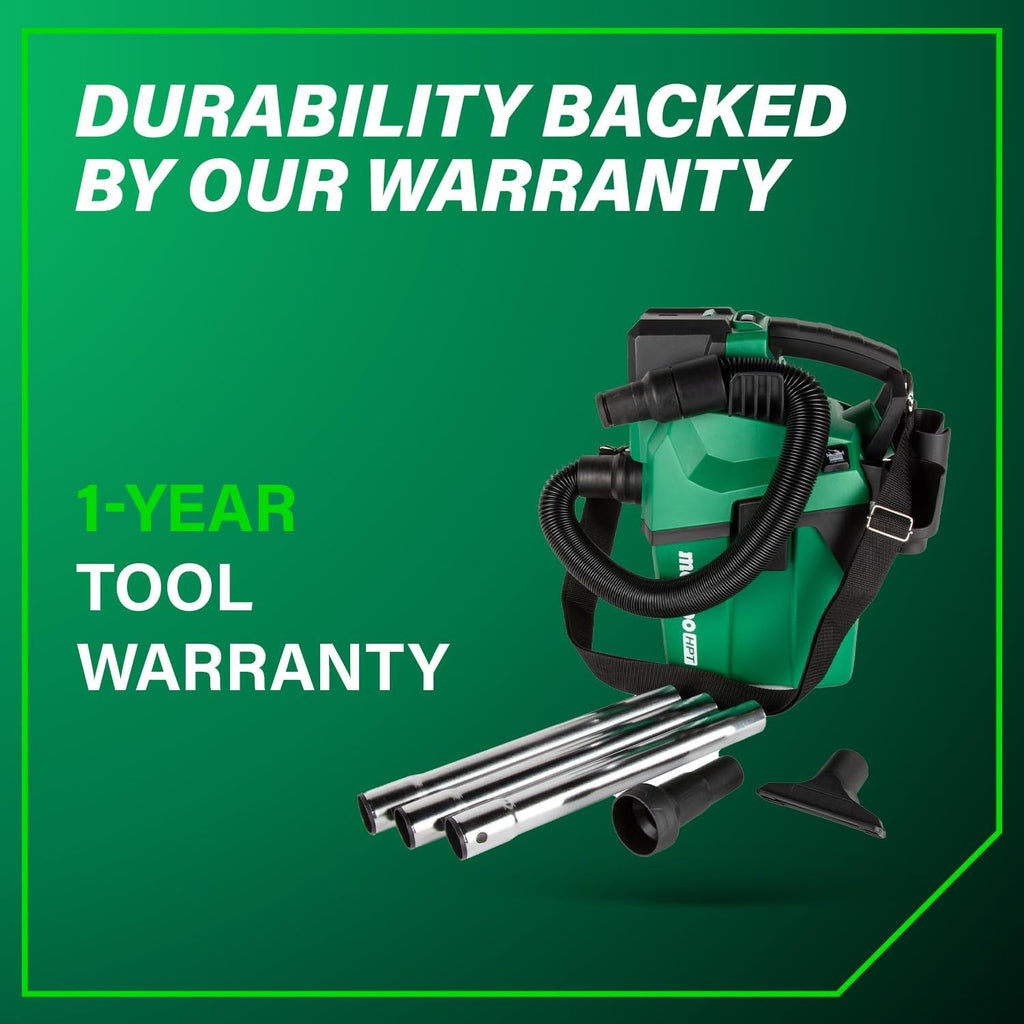 Metabo HPT 18V Cordless Wet/Dry Vacuum, 1.6 Gallon HEPA Filter Vacuum, Powerful 74 CFM Airflow, 8 ft. of Stretchable Hose, Eco and Boost Modes, Lightweight Design, Tool Body Only, RP18DAQ4