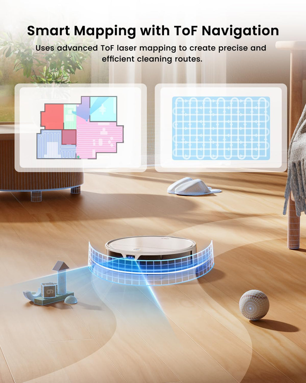 OKP Life K5 Ultra Robotic Vacuum,2.9 inch Small Robot Vacuum with ToF LiDAR Navigation,170Min Runtime,6000Pa Automatic Robotic Vacuum,WiFi/App/Alexa Control, Cleans Pet Hair and Home