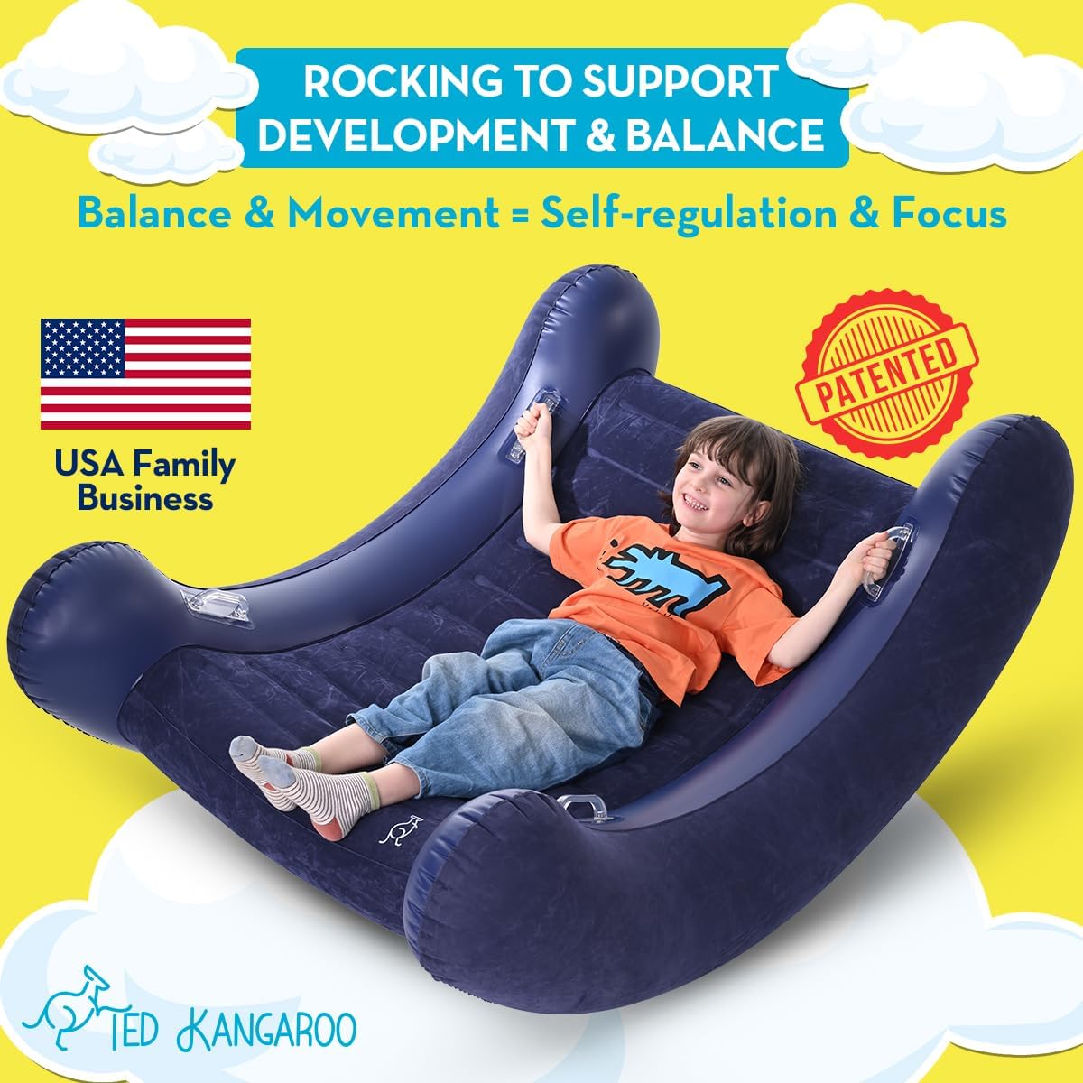 TED KANGAROO AIR Cloud Rocker | Sensory Chair for Kids, Includes Electric Air Pump