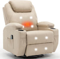 Korser Recliner Chair, Rocking Chair with Massage and Heat, 360° Swivel Recliner Chairs for Adults, Rocker Manual Recliner with Remote Control and Cup Holder for Living Room, Bedroom, Nursery