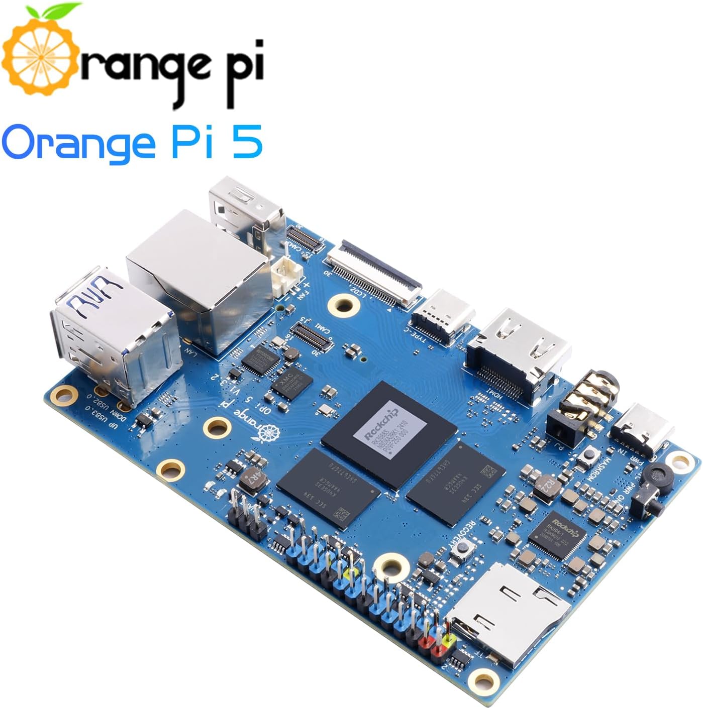 Orange Pi 5 16GB Rockchip RK3588S 8 Core 64 Bit Single Board Computer, 2.4GHz Frequency 8K Video Decoding Open Source Board Mini PC Run Orange Pi OS,Android12,Debian11 (Pi 5 16GB+5V4A TypeC Supply)