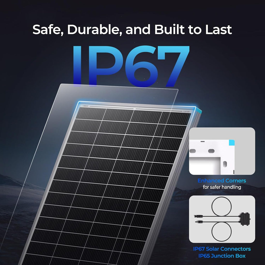 Renogy Solar Panels 175 Watt 16BB N-Type, 12V 175W Solar Panel 25% High-Efficiency, PV Module Power Charger for RV Marine Cabin Roof Home Farm Battery and Other Off-Grid Applications