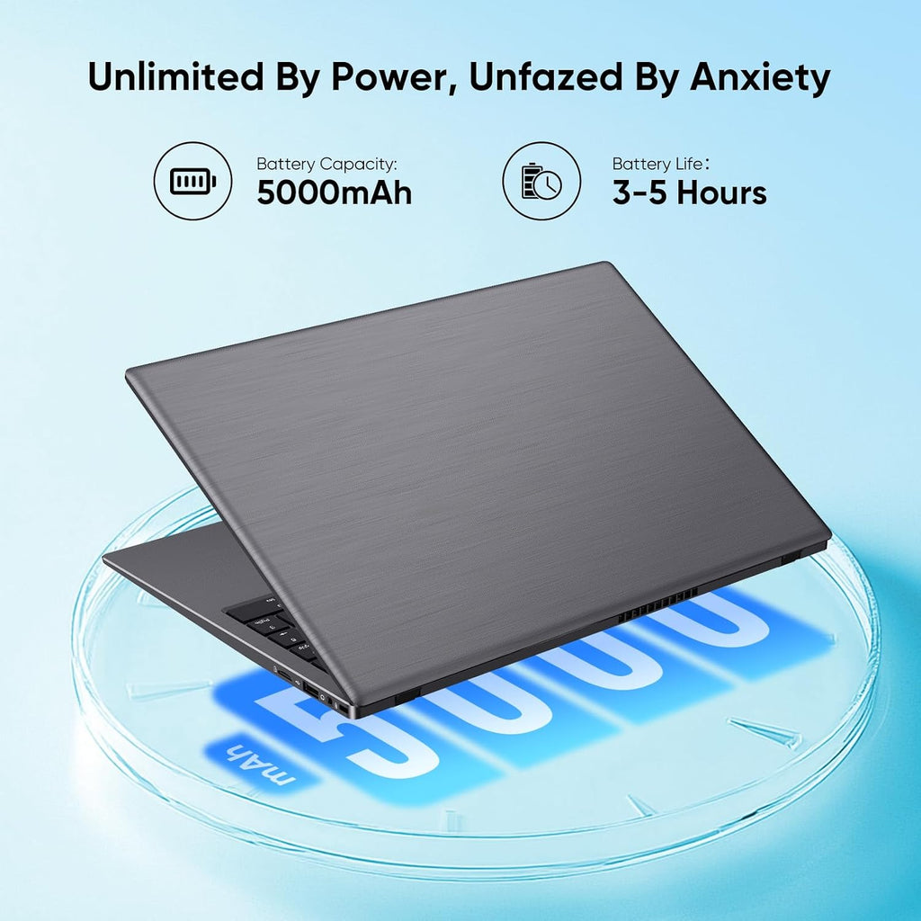 Laptop, 12GB LPDDR5 RAM 1TB SSD, Quad-Core N95 Processor Up to 3.4GHz, 15.6' FHD IPS Display, WiFi 5, Laptop Computer with Fingerprint for Students and Business, Gray