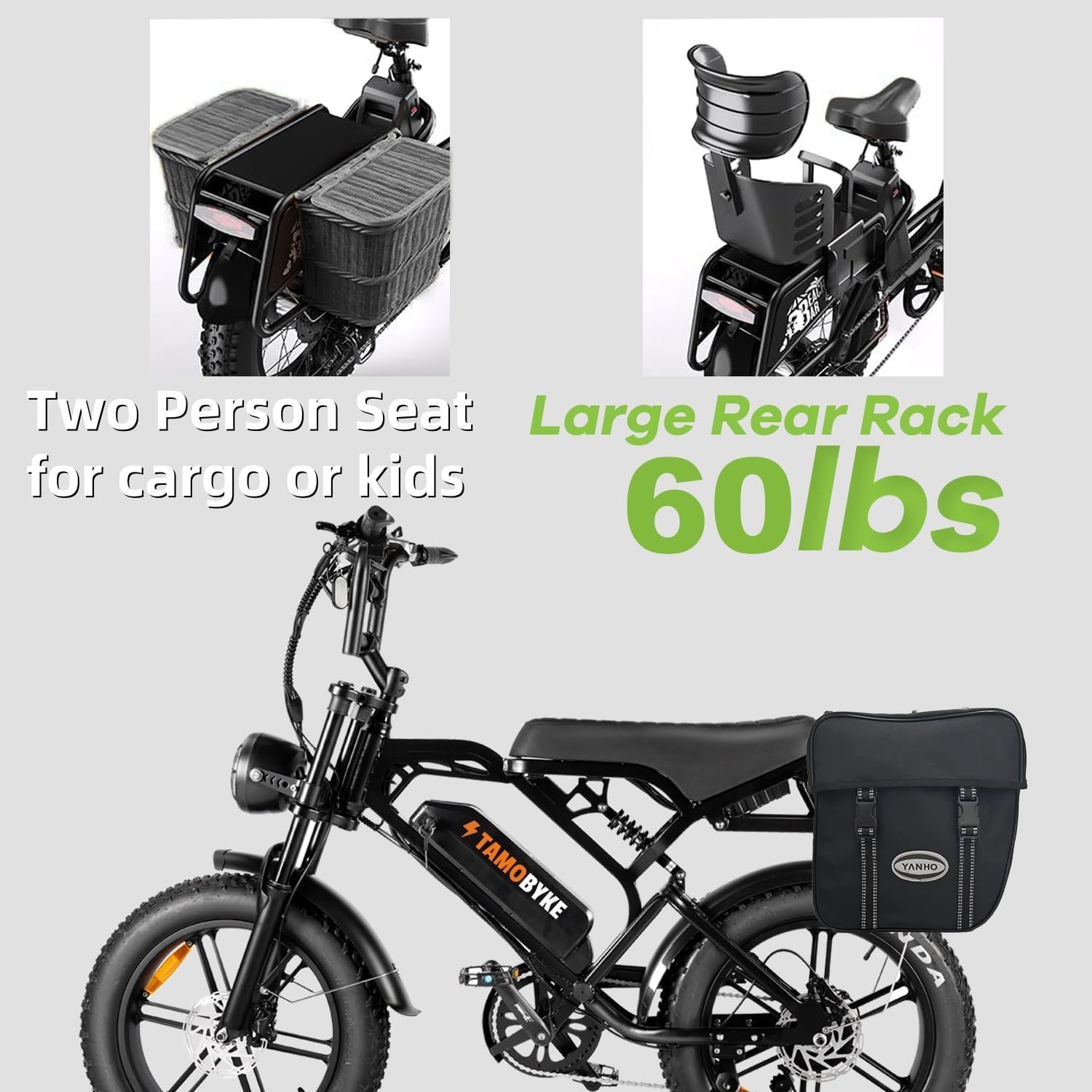 Tamobyke V20 Series Moped 750W/1500W Electric Bike for Adults,28mph/30mph/33mph Ebike&25-68Miles PAS Range,48V15.6ah/18.2ah/ (874Wh) Larger Battery, 20'' Fat Tire Electric Bike,UL 2849 Certified.