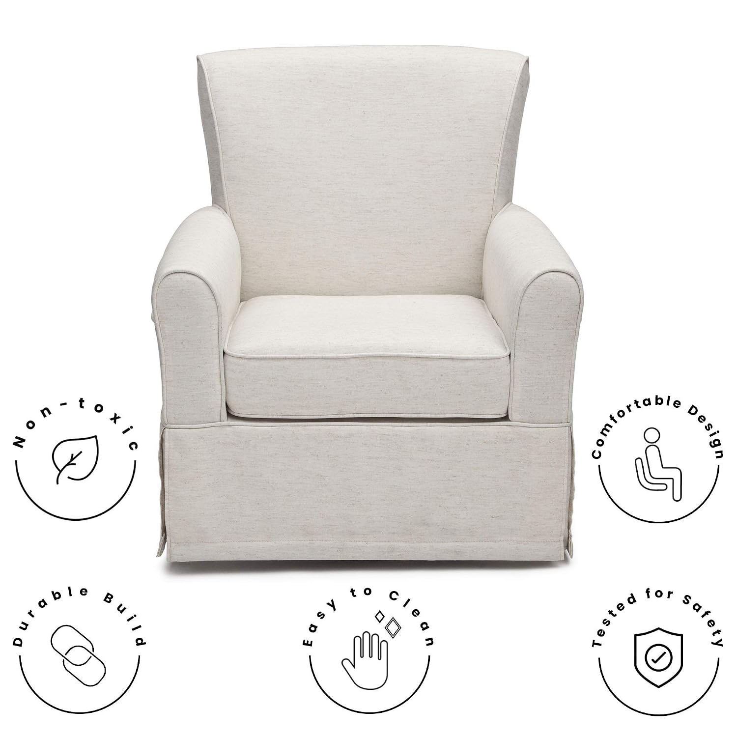 Delta Children Upholstered Glider Swivel Rocker Chair, Sand