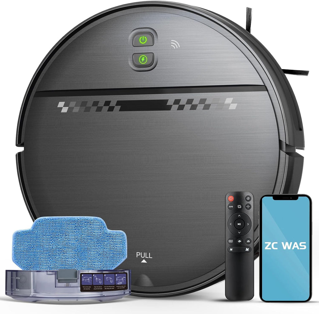 Robot Vacuum and Mop Combo, 2-in-1 Robot Vacuum Cleaner, Perfect for Pet Hair, Hard Floor and Carpet, Anti-Bump, Anti-Fall, App, Voice and Remote Control
