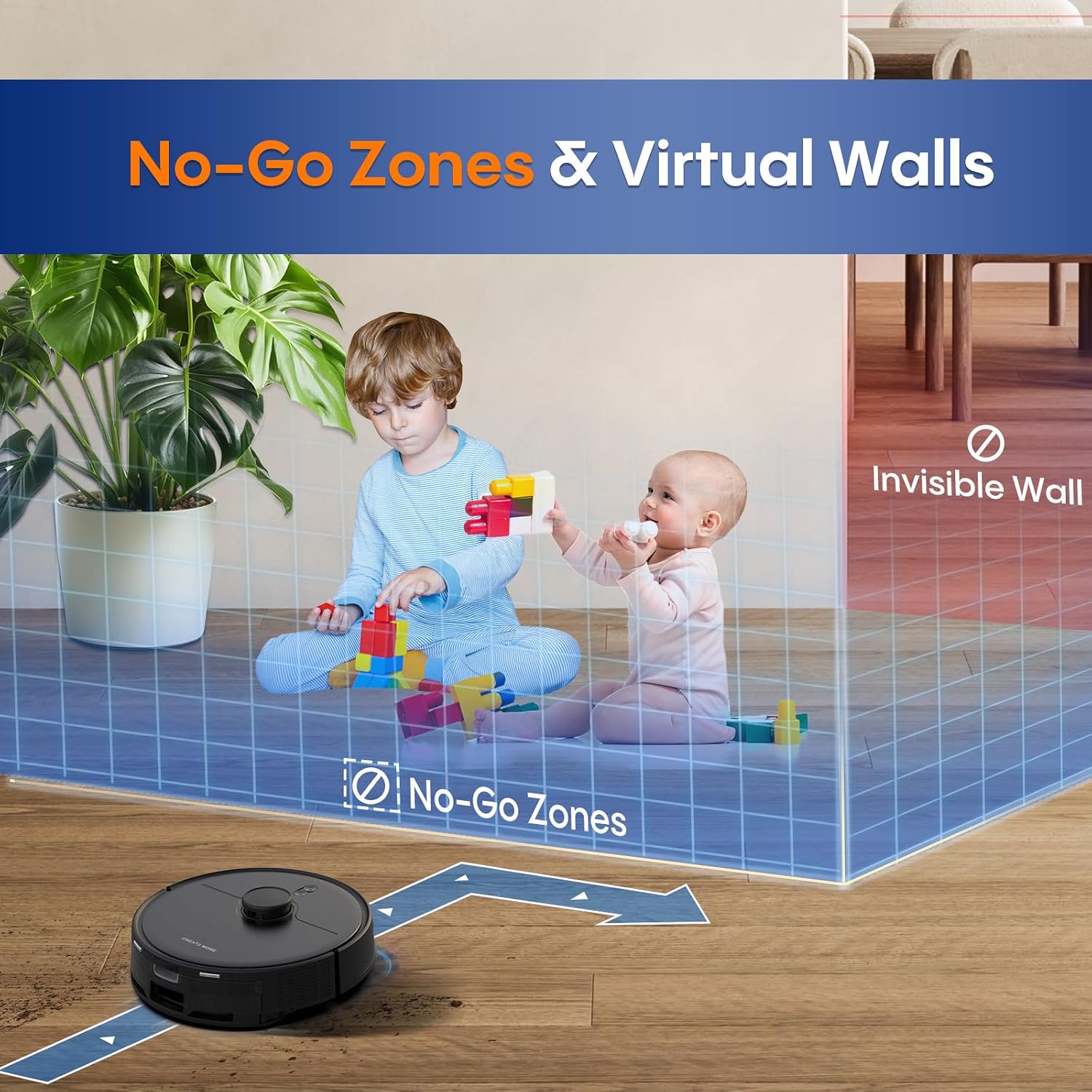 Robot Vacuum and Mop Combo, 5000Pa Powerful Suction, Advanced Smart Mapping, Ideal for Pet Hair, Dust