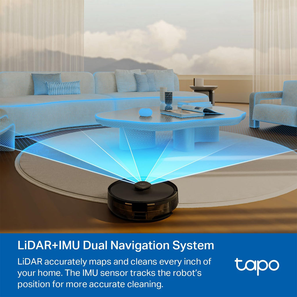 Tapo LiDAR Smart Navigation Robot Vacuum and Mop with Self-Emptying Dock, 5300Pa Max, 97%+ Dust Pickup Rate, Customizable Cleaning, Self-Charging, Compatible with Alexa & Google Home, RV30 Max Plus