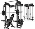 WM3-V4 Folding Squat Rack, Wall Mounted Power Rack with Dual Independent Pulley System, Functional Trainer with 5 Adjustable Function Modes for Space Saving
